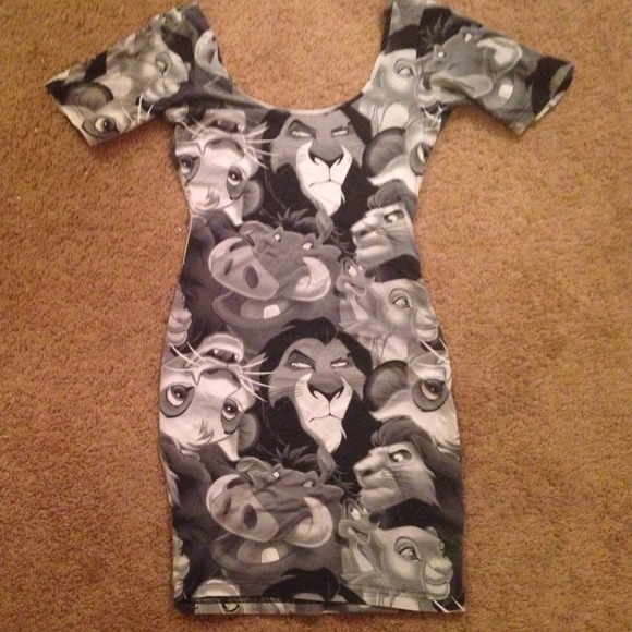 Black & White Scoop Neck Lion King Dress