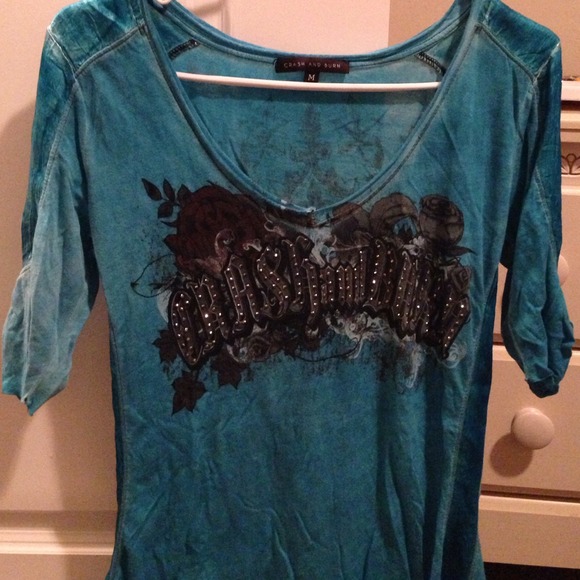 Really cute blue crash and burn top.