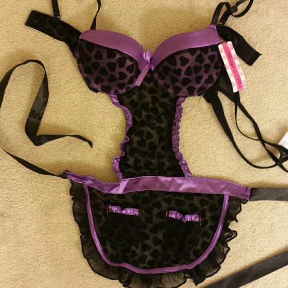 Purple and black sexy lingerie