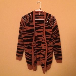 Tiger Stripe Studded Knit Cardigan