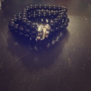 Black and silver bead bracelet.