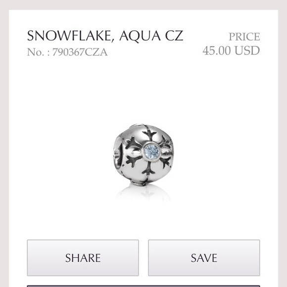 Pandora snowflake charm with Aqua stone