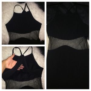 Mesh detailing razor back body con dress