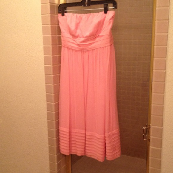 J.crew pink strapless silk chiffon dress