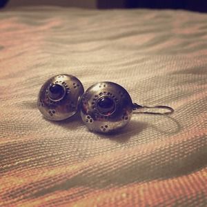 FREE SHIPPING-Boho sterling silver & red earrings