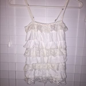 white Hollister ruffle tank top