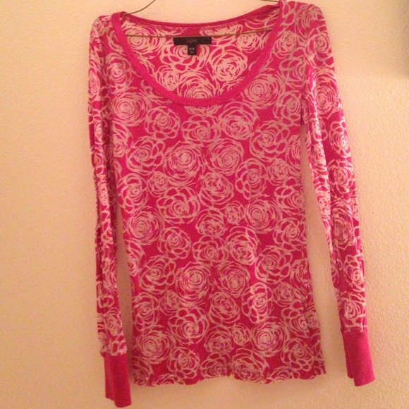 Pink see through top with roses