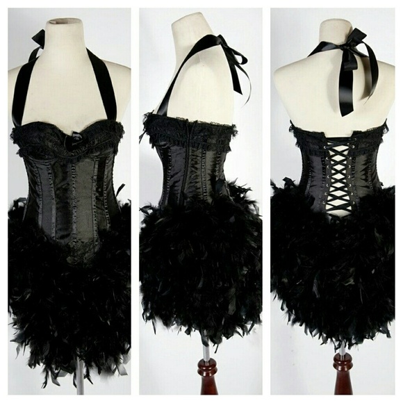 Burlesque Corset w/Feather Skirt