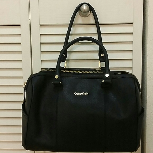 Calvin Klein black leather satchel