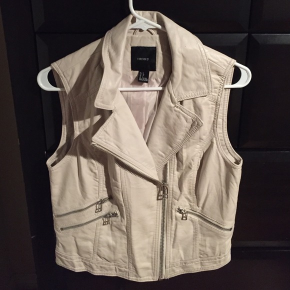 Forever 21 cream leather vest.