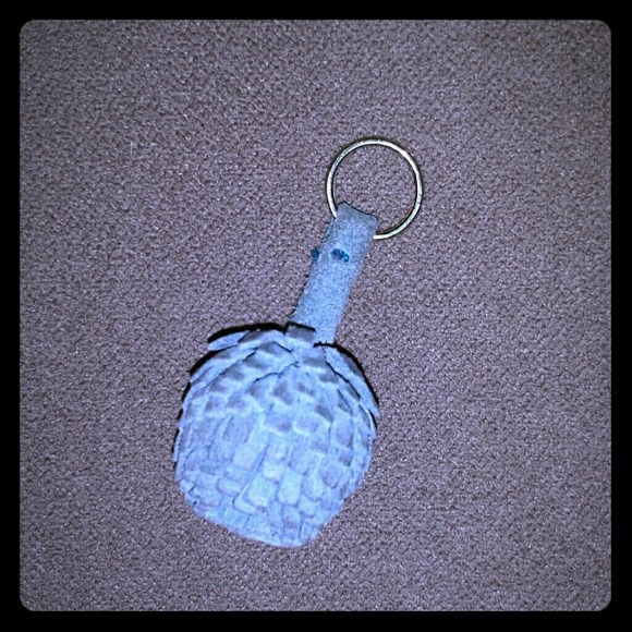 Rare Light blue Coach suede pom pom purse fob
