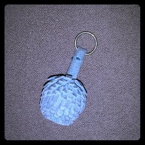 Rare Light blue Coach suede pom pom purse fob