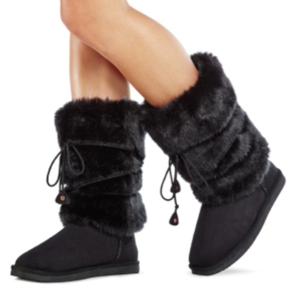 JustFab Faux Fur Black Boots