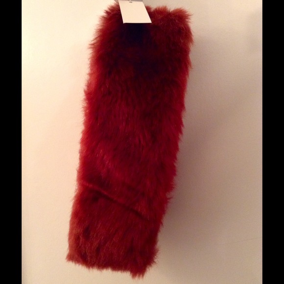 Red / wine / purple -orange faux fur headband - Picture 3 of 4