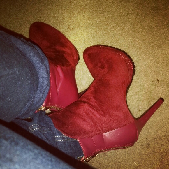 Burgandy Faux Suede Bootie