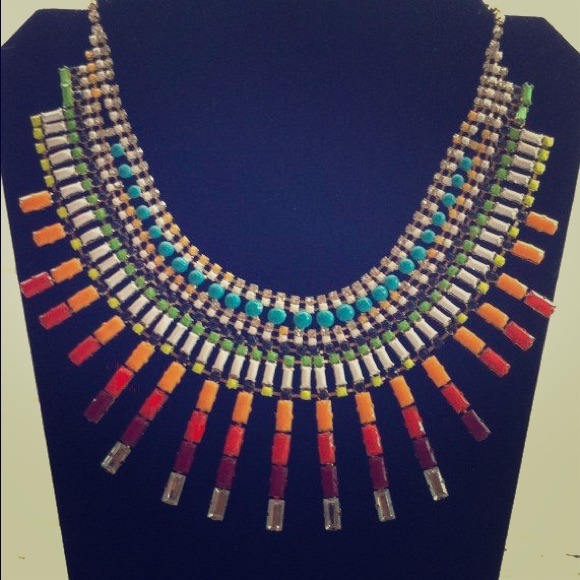Hand painted rhinestone bib necklace