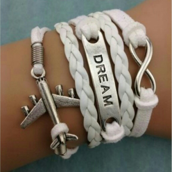 Infinity bracelet white airplane dream