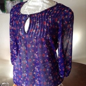 Purple floral blouse