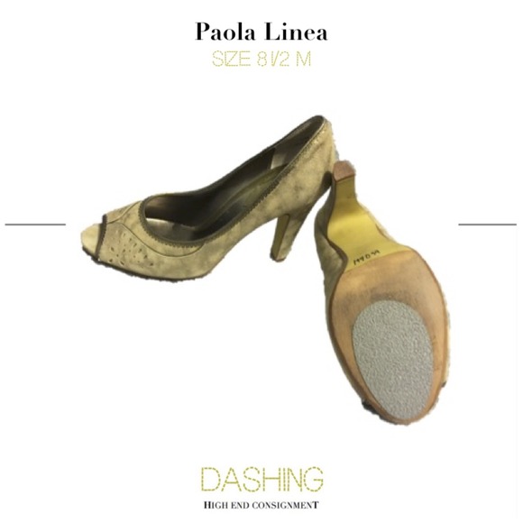 Paola Linea Suede Deep Nude Peep Toe Pumps - Picture 4 of 4