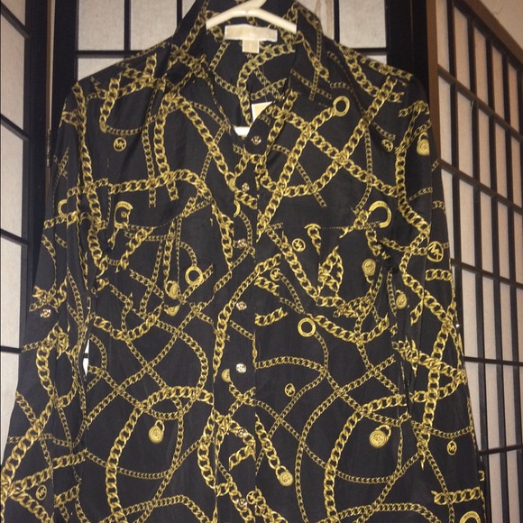 Michael kors gold & black chain linked shirt