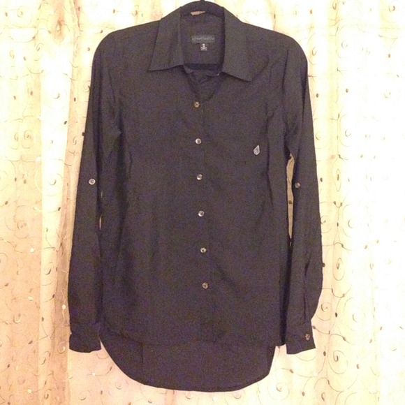 Volcom button down black top