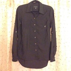 Volcom button down black top