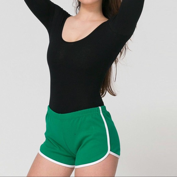 Green and white american apparel gym shorts