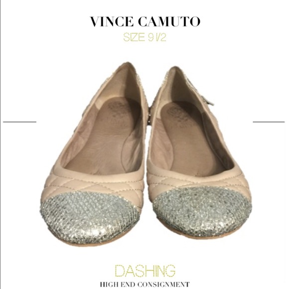 Vince Camuto Nude & Silver Glittered Ballet Flats