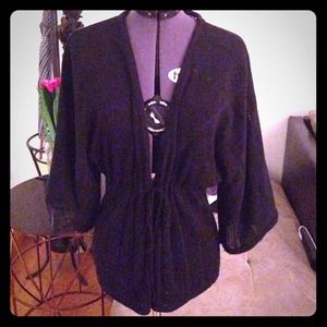 🔥 SOLD 🔥 Black Cardigan with Waist Tie