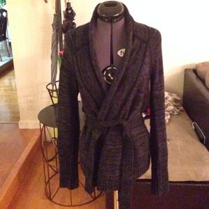 Dark Gray Wool Cardigan Sweater