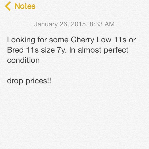 ✨LOOKING FOR: 🍒Cherry Low 11s or Bred 11s sz 7Y