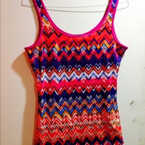 Rainbow sequined top