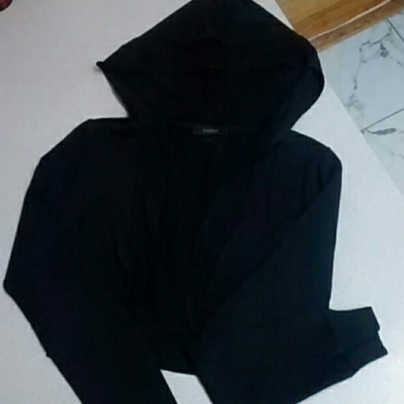 Hooded black half sweater