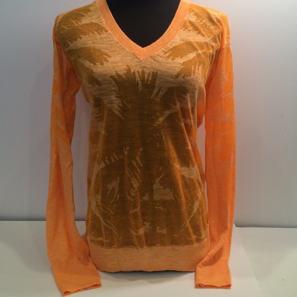 Juicy Couture Sheer Orange Palm Tree Sweater