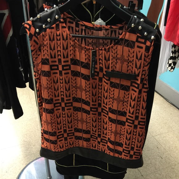 Orange and black stud shirt