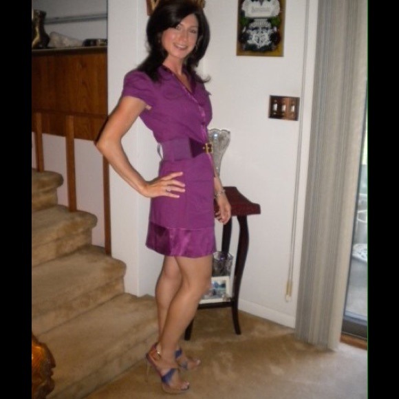 Bebe purple belted shirt dress. Worn once.