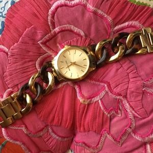 Michael Kors tortoise and gold watch