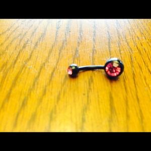 14g pink and black belly button ring