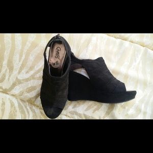 Carlos black suede wedge shoes