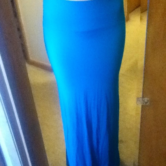 Blue-green turquoise maxi skirt.