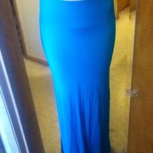 Blue-green turquoise maxi skirt.