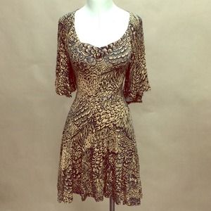 Nude Black Feather Print Dress by Topshop