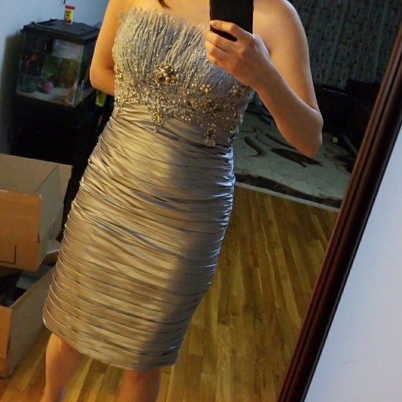 Sold PROM Terani couture silver dress size 2 - Picture 2 of 6