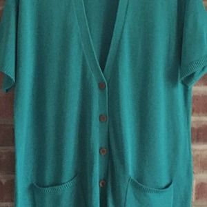 Women's teal cardigan button down size large