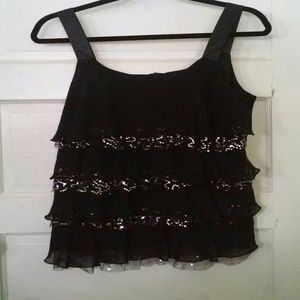 Black ruffled tank top