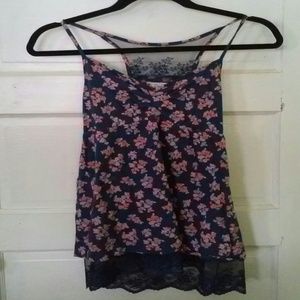 Navy blue floral tank top