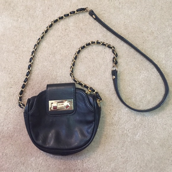 Black and gold cross body purse