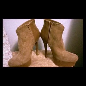 Tan suede booties