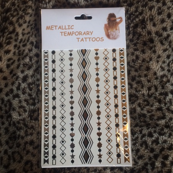 Metallic Temporary Tattoos Silver/Gold/Black - Picture 1 of 2