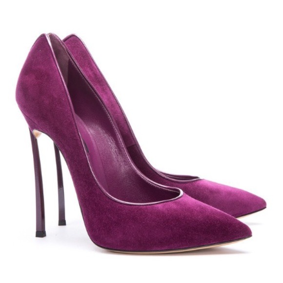 4.9" Casadei Suede Pointed Toe Pumps
